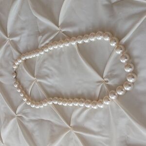 Opera length faux large pearl necklace